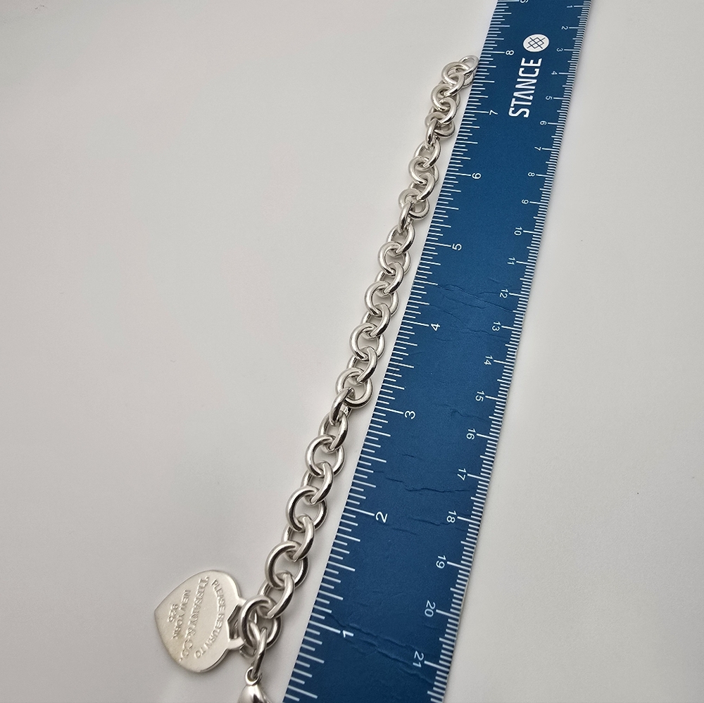 Tiffany Co Return To Tiffany Heart Tag Charm Sterling Silver Bracelet, 7 3/4... - Picture 4 of 5